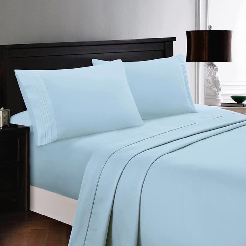 ⭐️RESTOCKING SOON⭐️King 6pc Ice Blue Bedsheets - Picture 1 of 5